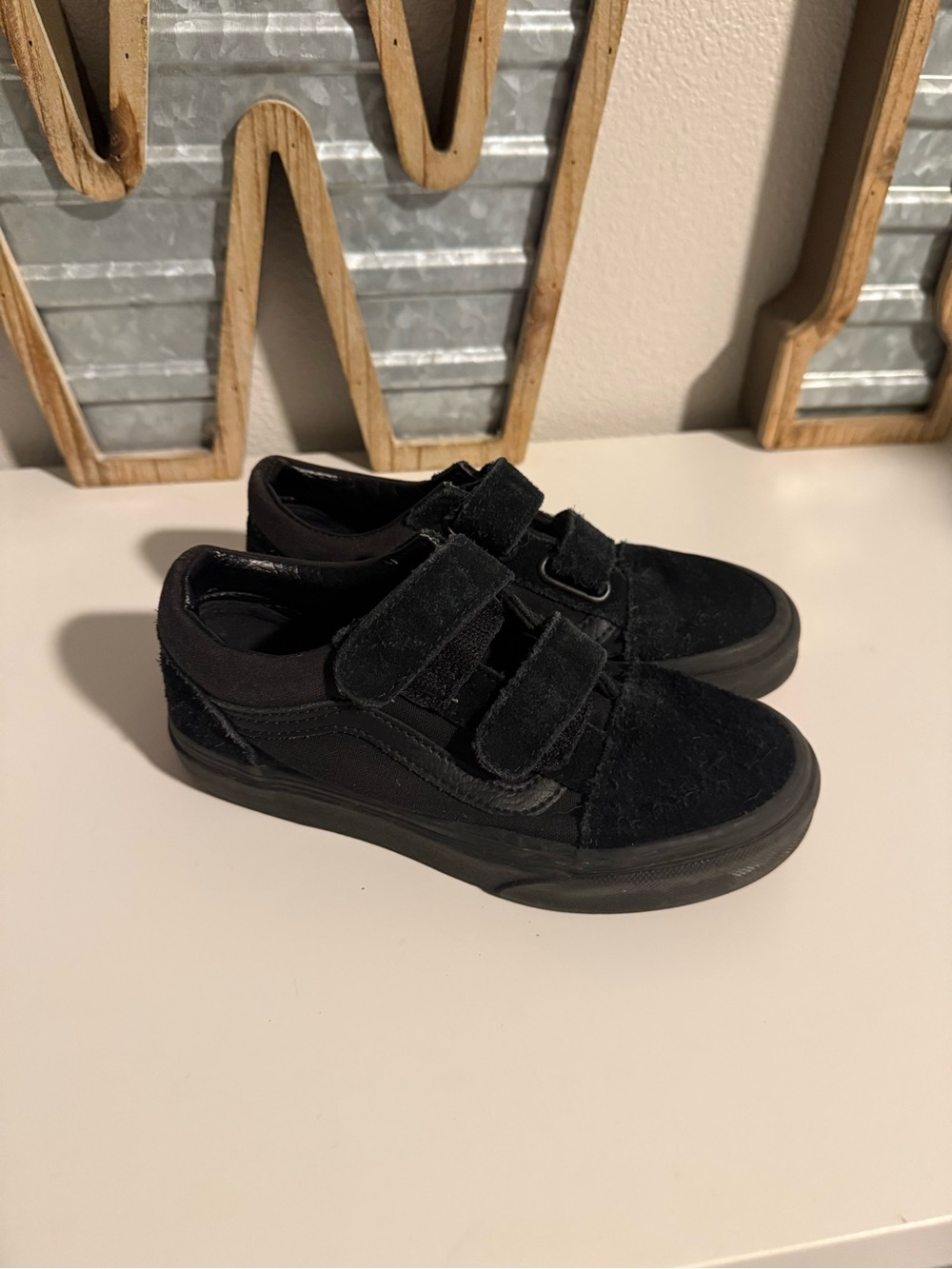Vans Sk8 Low Black Suede Velcro Skate Shoes
